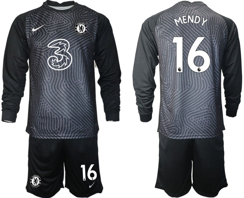 Men 2021 Chelsea black long sleeve goalkeeper #16 soccer jerseys